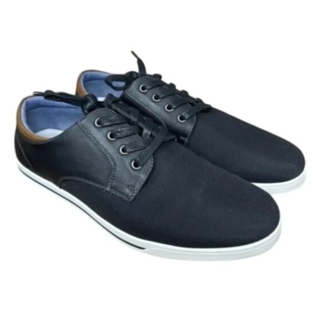 Bruno Marc Men's Black Leather Rivera Oxfords Lace Up Sneakers Non Marking